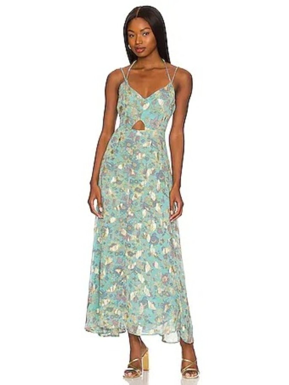 V-031. Karina Grimaldi Athena Print Dress Blue